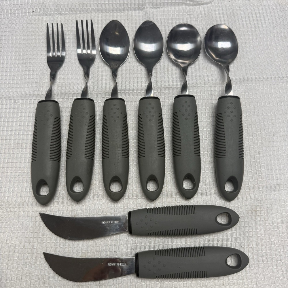 Set 8 Arthritis Silverware Adaptive Weighted Chunky Easy Grip Fork Knife Spoons